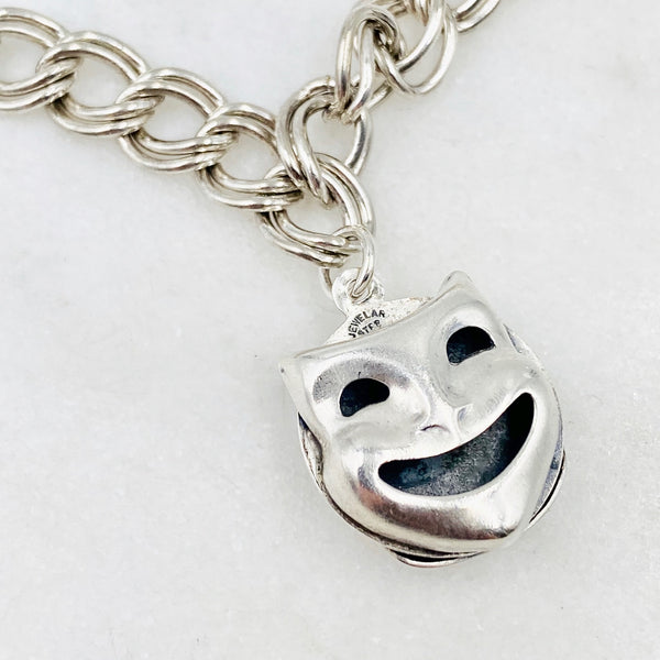 Comedy & Tragedy Sterling Silver Charm Bracelet