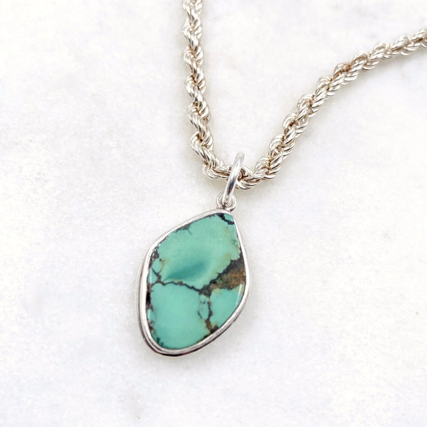 Turquoise Teardrop Sterling Silver Necklace