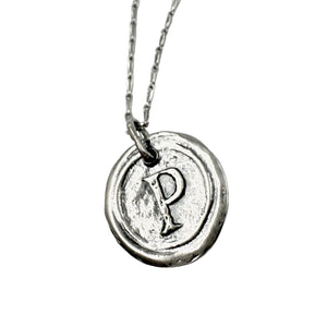 Wax Seal Letter P Sterling Silver Necklace
