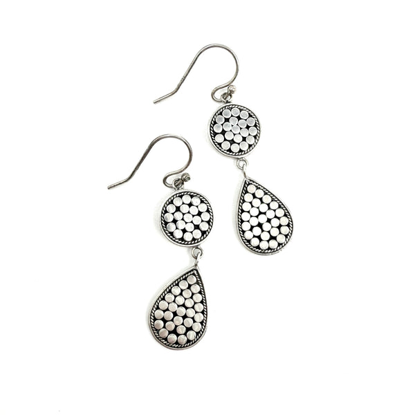 vintage dot motif sterling drop earrings