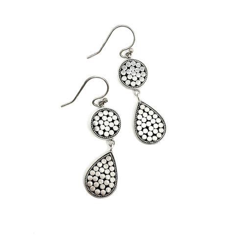 vintage dot motif sterling drop earrings