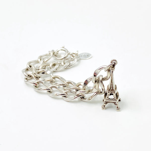 Eiffel Tower Vintage Sterling Silver Charm Bracelet