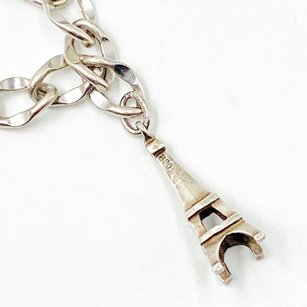 Eiffel Tower Vintage Sterling Silver Charm Bracelet