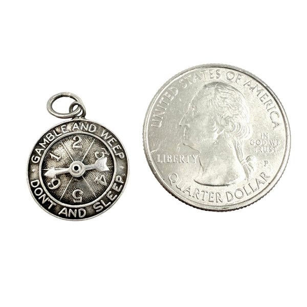 vintage gambling charm sterling with arrow