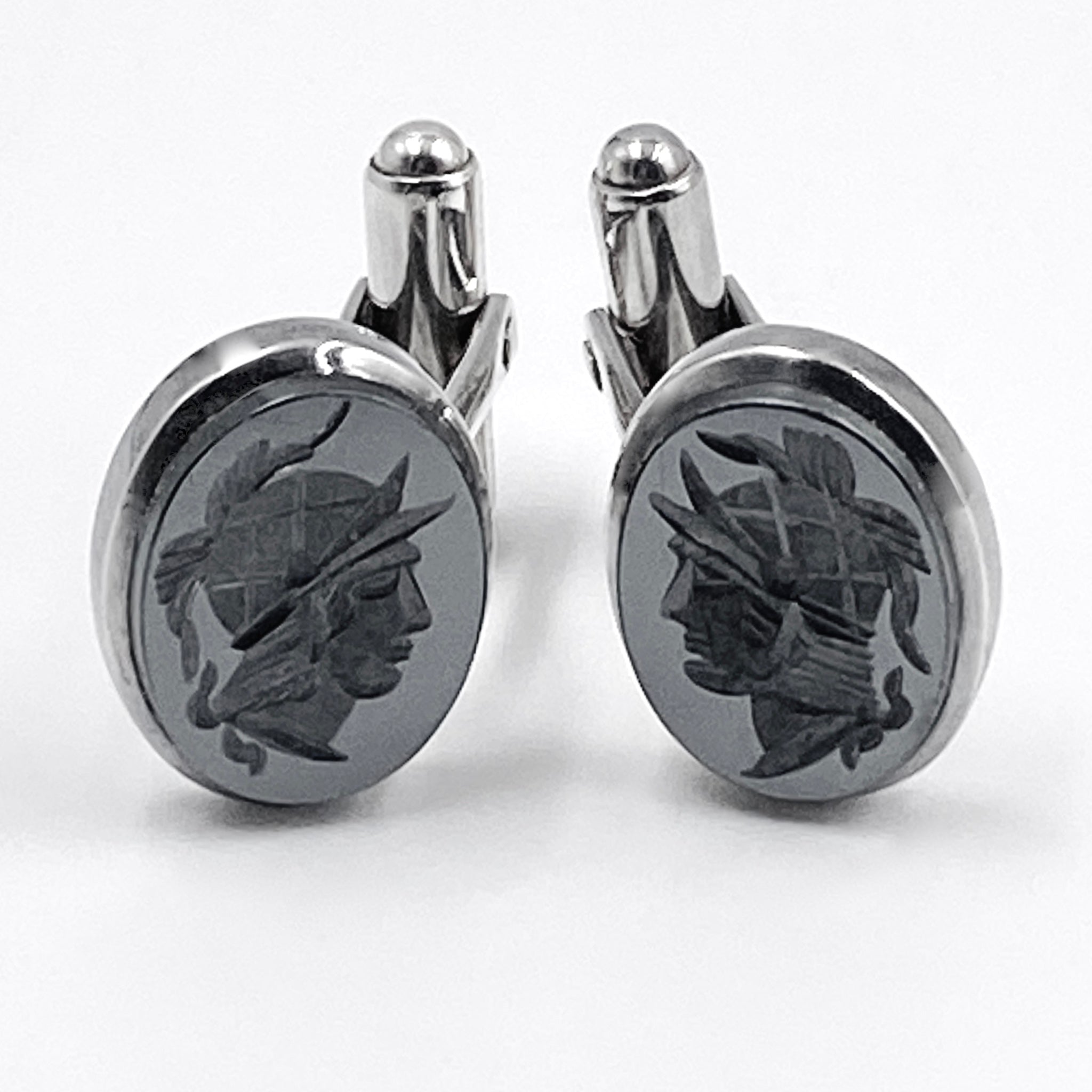 Gladiator Sterling Silver and Hematite Cufflinks