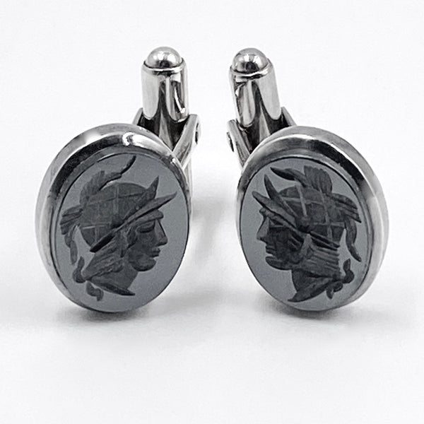 Gladiator Sterling Silver and Hematite Cufflinks