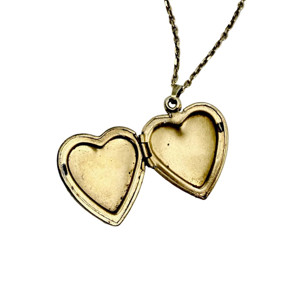 vintage Gold Filled Floral Heart Locket Necklace
