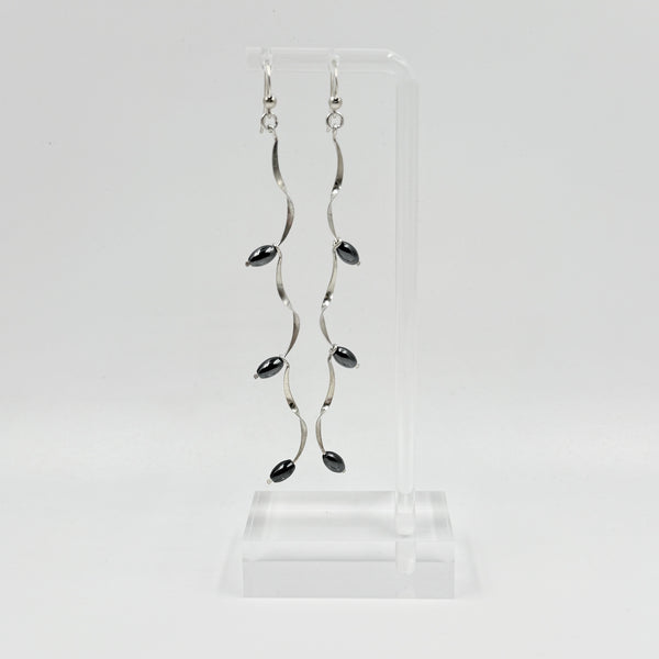 Sterling Silver Hematite Bead Drop Earrings