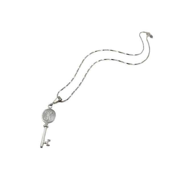 Vintage Sterling Silver Letter K Key Necklace