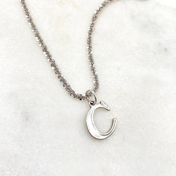 Initial C Sterling Silver Charm Necklace