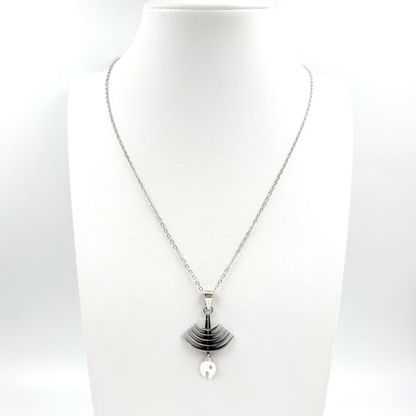 Abstract Modernist Sterling Silver Fish Necklace