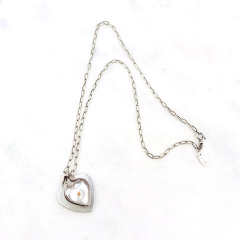 Vintage Mustard Seed Heart Charm Necklace