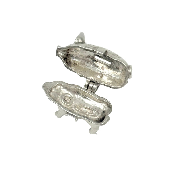 Sterling English Piggy Bank Charm Opens to Button and Safety Pin