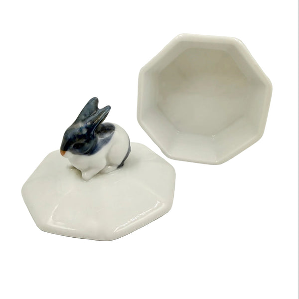 vintage japanese ceramic lidded rabbit jar