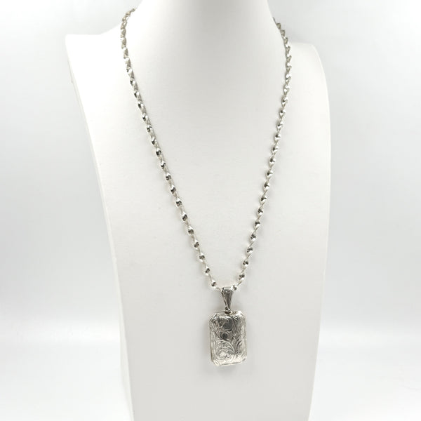 Sterling Silver Scroll Locket Necklace
