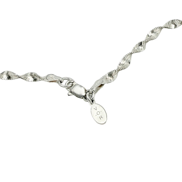 Vintage Sterling Silver Scroll Floral Locket Necklace
