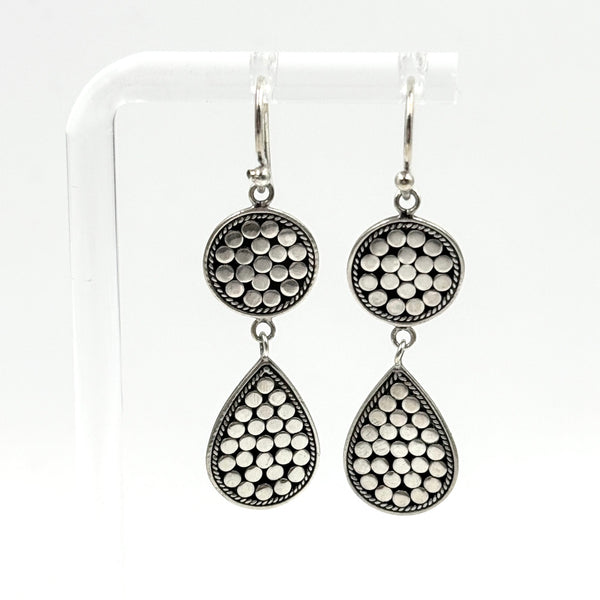 vintage dot motif sterling drop earrings