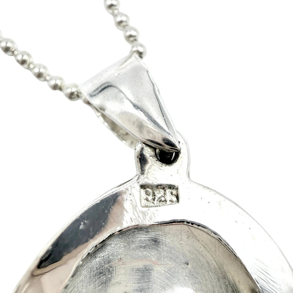 2-Tone Sterling Silver Oval Floral Locket Necklace