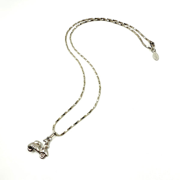 vintage Sterling Silver Scooter Charm Necklace