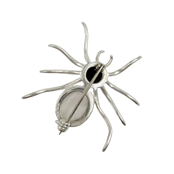 Sterling Silver & Mother Of Pearl Spider Pin