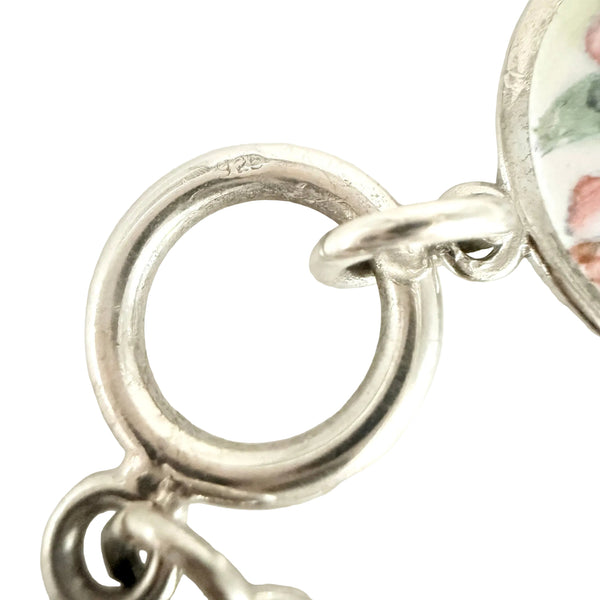 Sterling Silver Toggle Necklace with Floral Charm