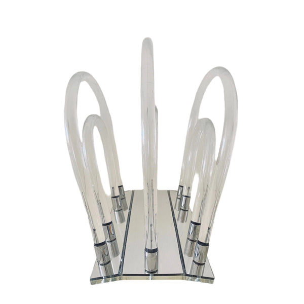 Dorothy Thorpe Lucite and Mirror Waterfall Magazine Rack