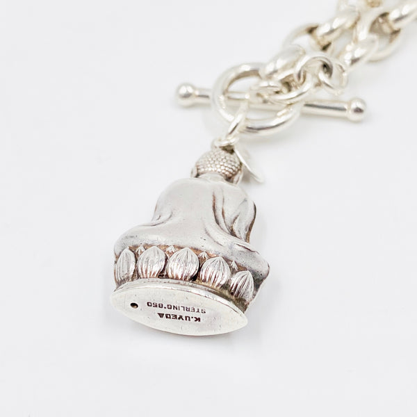 buddha toggle silver necklace