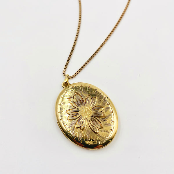 Vintage O Rama Gold-Filled Floral Locket Vintage Necklace