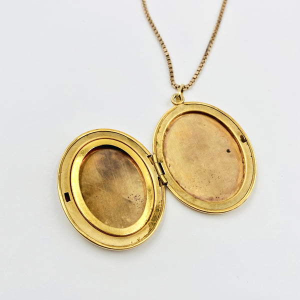 Vintage Gold-Filled Floral Locket Necklace