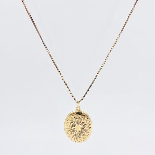 VintageORama Gold-Filled Floral Locket Necklace