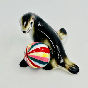 Vintage-O-Rama Hand-Painted Porcelain Seal with Ball