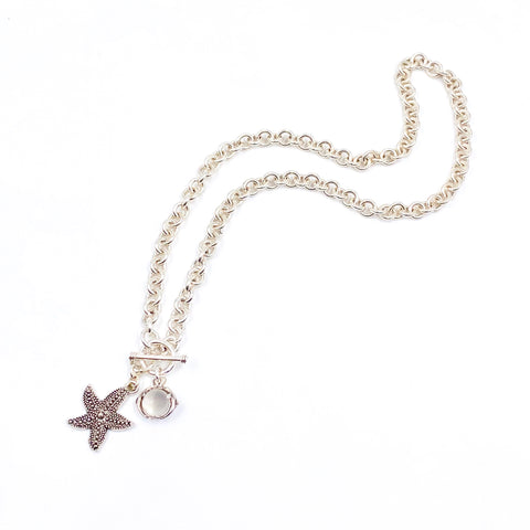 Starfish &  Dolphin Pool of Light Toggle Necklace