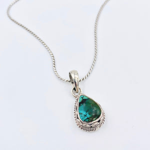 Sterling Silver & Turquoise Teardrop Necklace