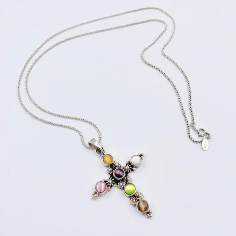 Vintage Floral Cross Necklace