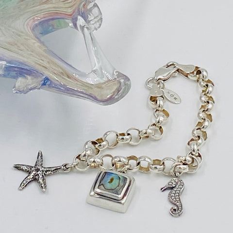 Vintage-O-Rama Seaside Vintage Sterling Silver Charm Bracelet