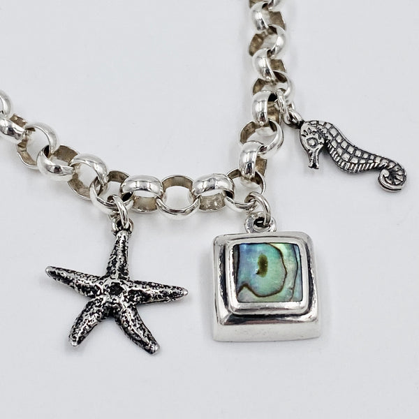 VintageORama Seaside Vintage Sterling Silver Charm Bracelet