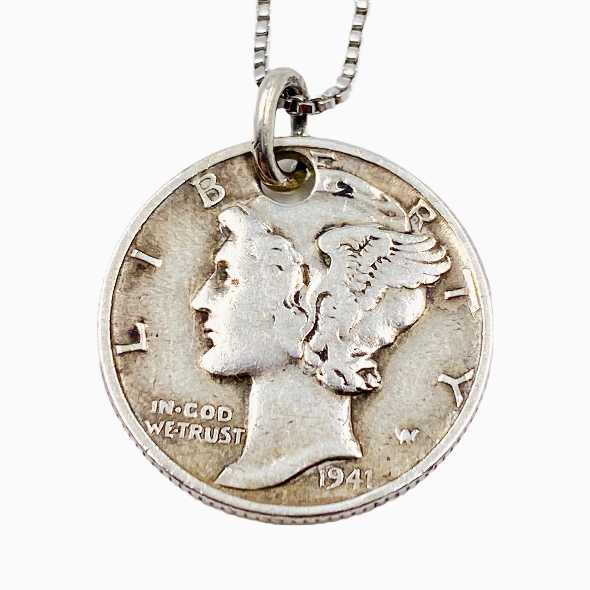 Sterling Silver good Mercury Dime Coin Pendant