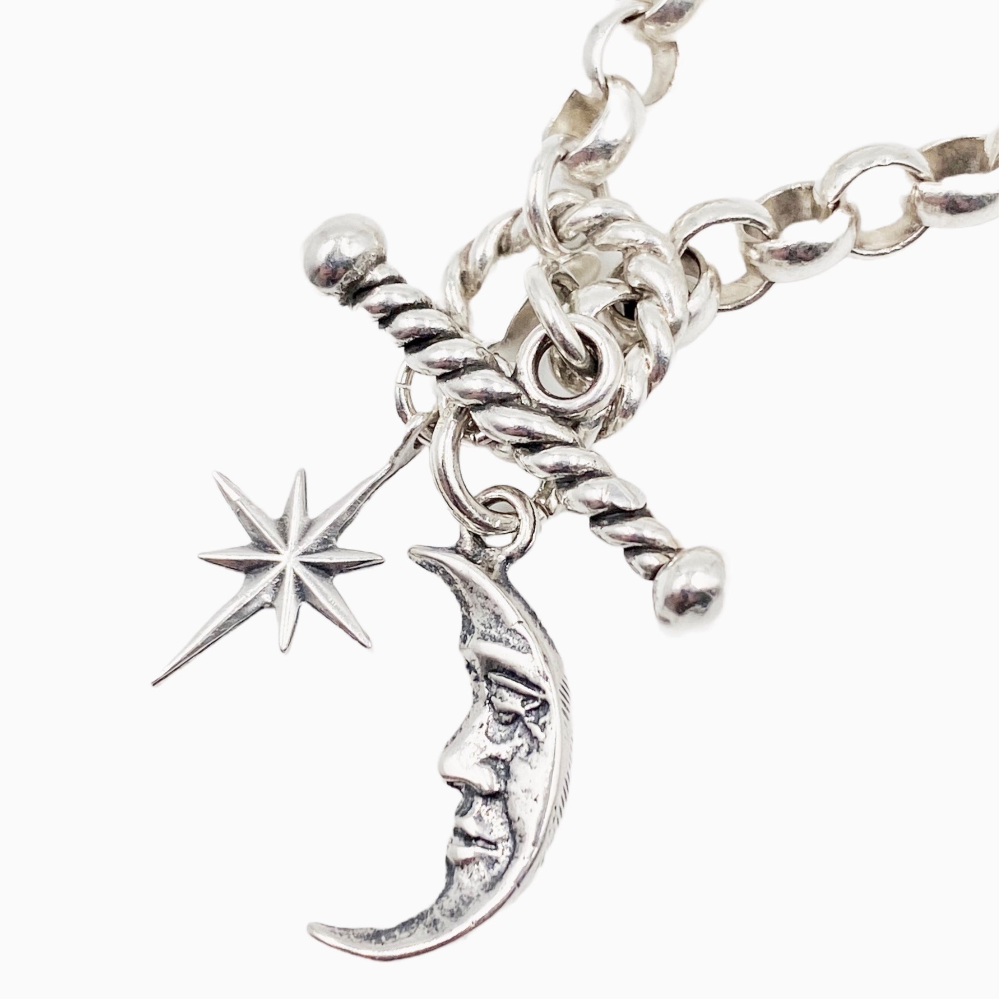 moon and star silver toggle necklace