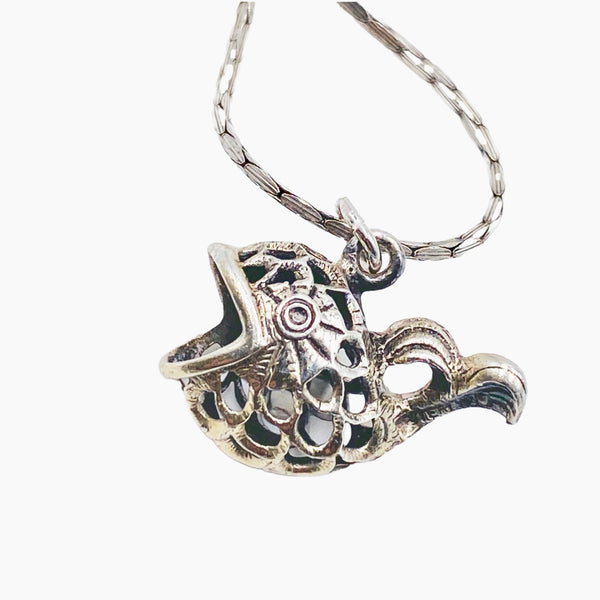 Art Deco Style Sterling Silver Fish Necklace