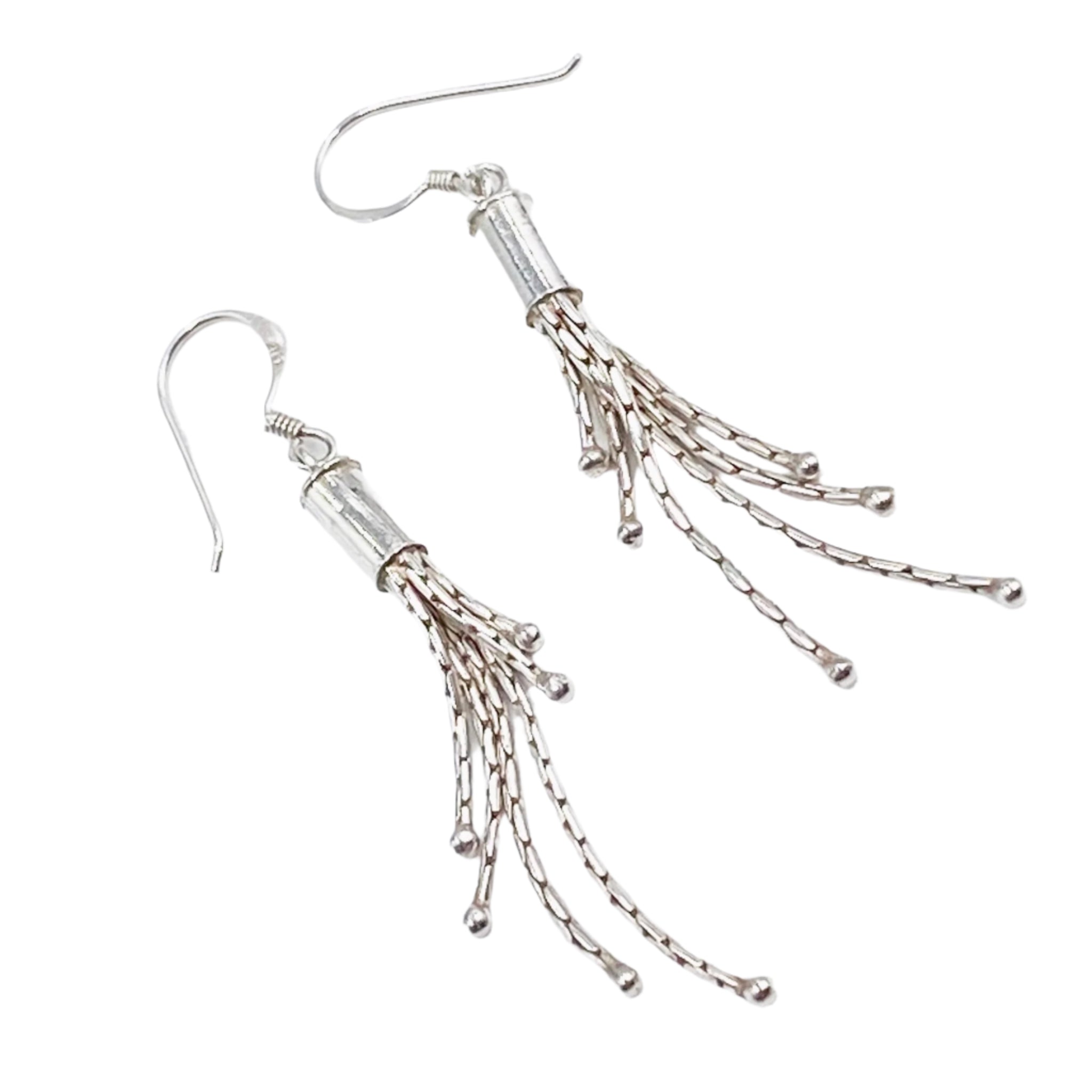 Sterling Silver Bali Chain Earrings