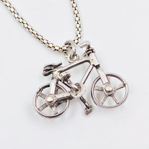 Bicycle Charm Vintage Sterling Silver Necklace 