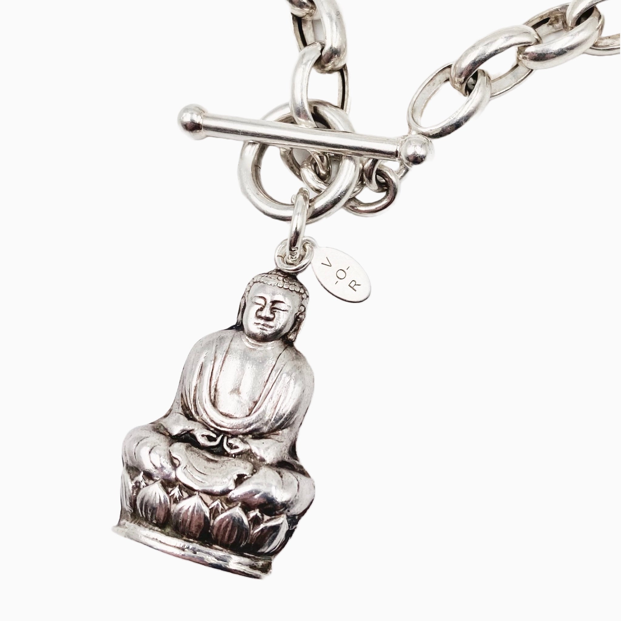 silver buddha toggle necklace