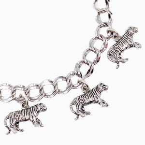 tiger charm bracelet sterling silver