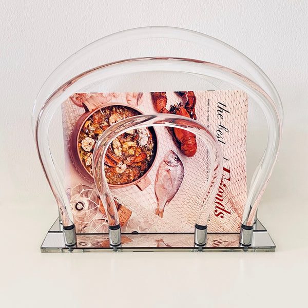 Dorothy Thorpe Lucite and Mirror Waterfall Magazine Rack