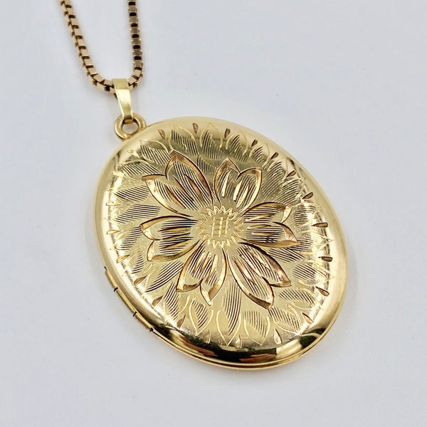 Gold-Filled Floral Locket Necklace