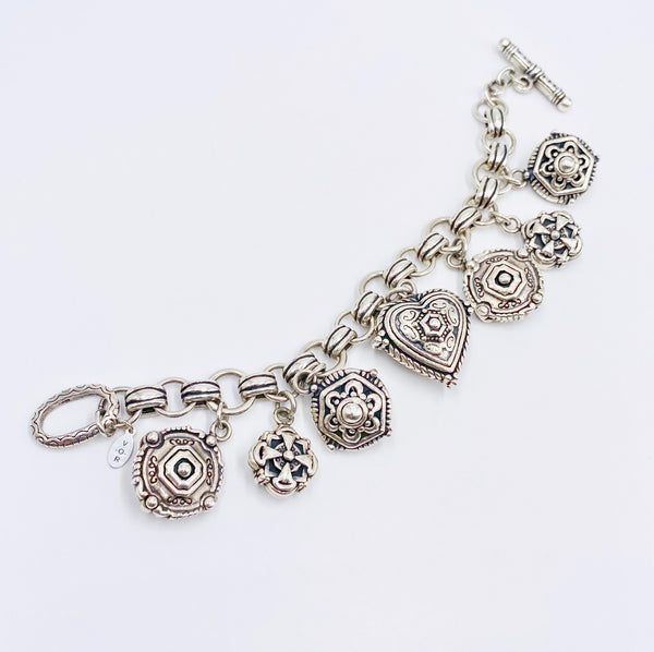 Samara Hearts and Medallions Sterling Silver Toggle Bracelet