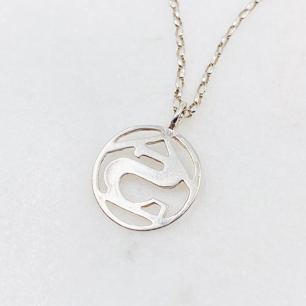 Initial S Sterling Silver Superhero Necklace