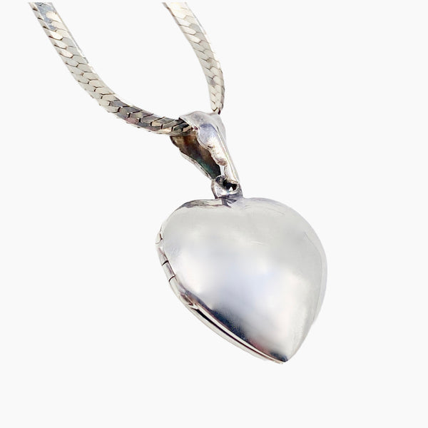 Shimmering Sterling Silver Heart Locket Necklace