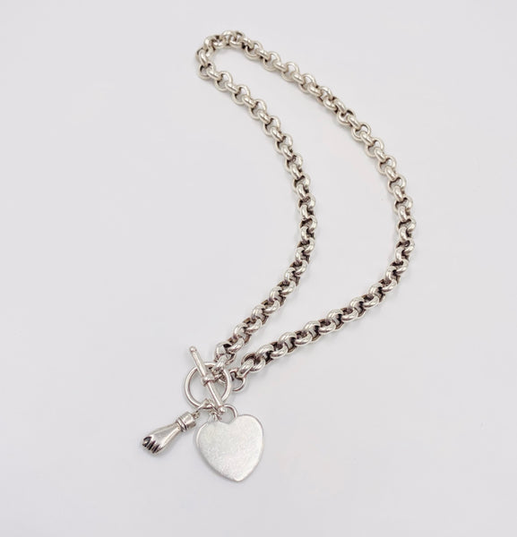 heart and figa sterling toggle necklace