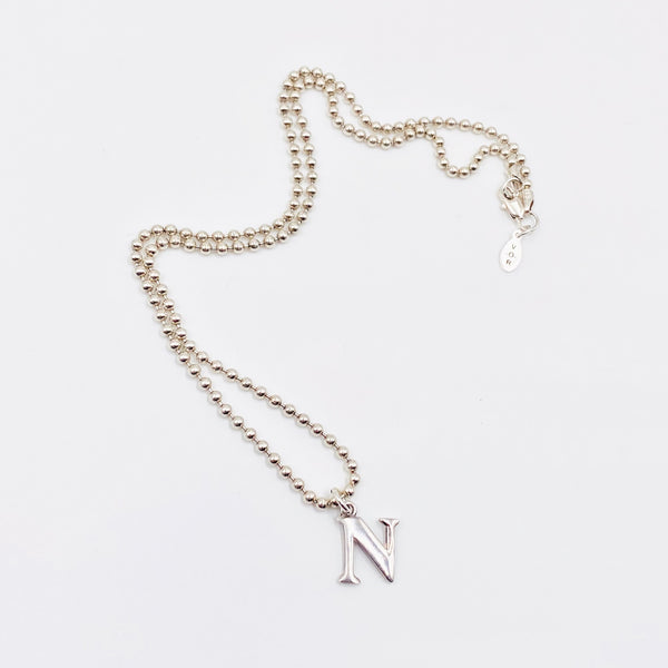 Initial N Sterling Silver Necklace